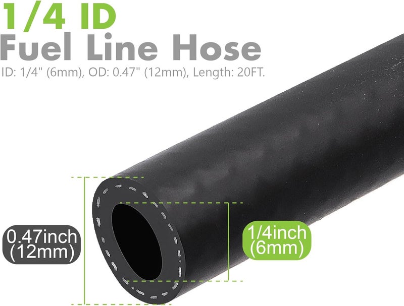 Jeemiter 1/4" ID x 20FT Fuel Line Hose SAE 30R7 Universal Kit - with 10 Clamps for Small Engine Repair - Fits Lawn Mowers, Generators, ATVs, Go Karts - Image 4